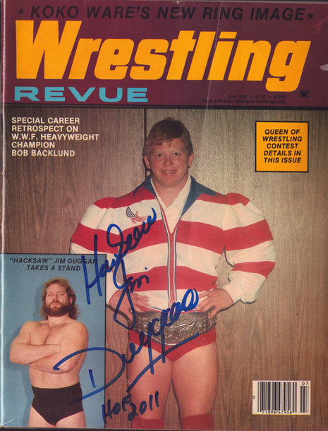 Jim Duggan signed Wrestling Revue Magazine July 1983