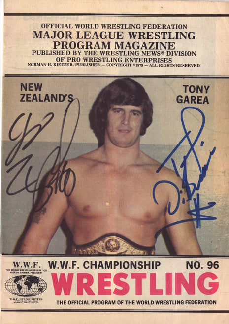 Ted DiBiase & Larry Zbyszko dual signed WWF Championship Wrestling Program #96