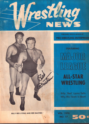 Red Bastien signed Wrestling News Program Volume 1970 #17