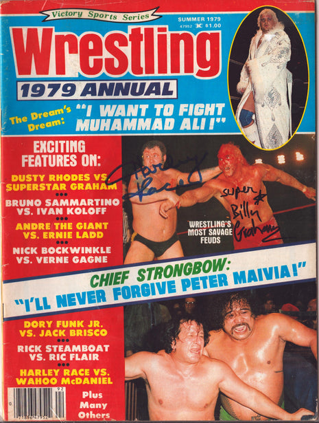 Harley Race & Billy Graham dual signed Wrestling 1979 Annual Summer 1979