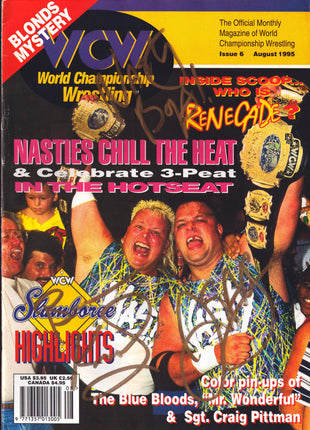 Nasty Boys - Brian Knobbs & Jerry Saggs dual signed WCW Magazine August 1995