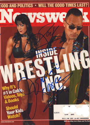The Rock & Joanie Laurer (Chyna) dual signed Newsweek Magazine February 2000