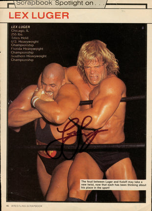 Ivan Koloff, Bob Armstrong & Lex Luger triple signed Magazine Page