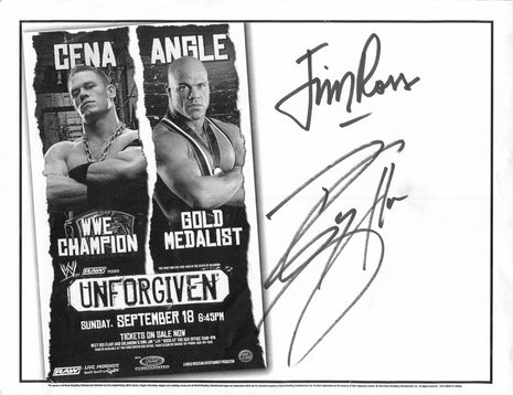 Jim Ross & Big Show dual signed WWE Unforgiven Placemat