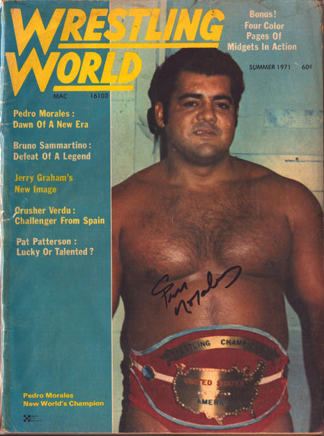 Pedro Morales signed Wrestling World Magazine Summer 1971