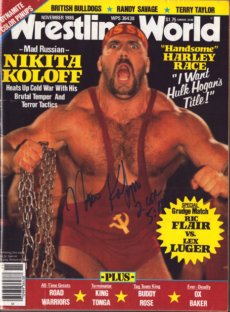 Nikita Koloff signed Wrestling World Magazine November 1986