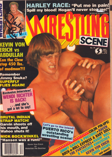 Harley Race signed Wrestling Scene Magazine December 1986
