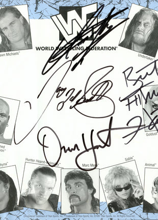 Owen Hart, Davey Boy Smith, Undertaker & Bret Hart multi-signed WWF Placemat (w/ PSA)