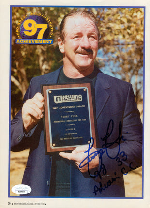 Terry Funk signed Magazine Page (w/ JSA)