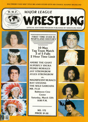 Mr. Fuji signed Major League Wrestling Program No. 172 (w/ Beckett)