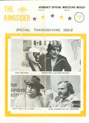 Ricky Steamboat signed Georgia Wrestling Ringsider Program Vol. 77 No. 47