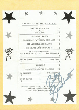Ricky Steamboat signed Georgia Wrestling Ringsider Program Vol. 77 No. 47