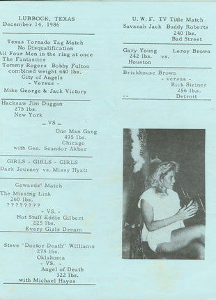 Dark Journey signed Lubbock Texas Event Program (December 14 1986)