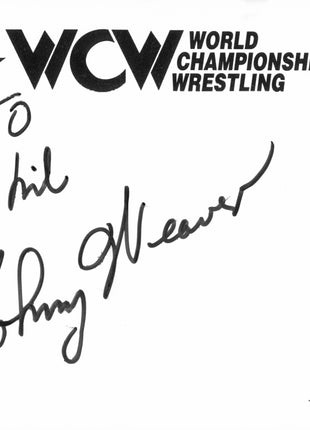 Johnny Weaver signed WCW Index Card