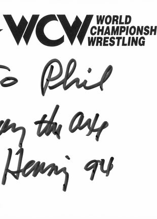 Larry Hennig signed WCW Index Card