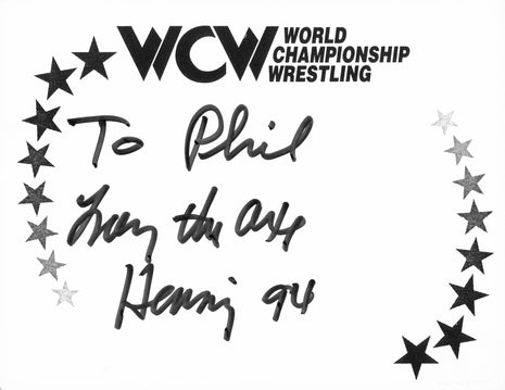Larry Hennig signed WCW Index Card