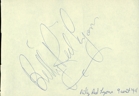 Billy Red Lyons signed Cut