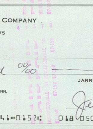 Jerry Jarrett & Robert Fuller dual signed Bank Check