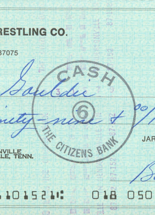 Bob Wright & Archie Gouldie dual signed Bank Check