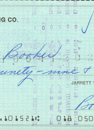 Larry Booker (Moondog Spot) & Bob Wright dual signed Bank Check