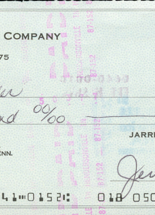 Ron Fuller & Jerry Jarrett dual signed Bank Check