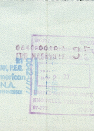 Ron Fuller & Jerry Jarrett dual signed Bank Check