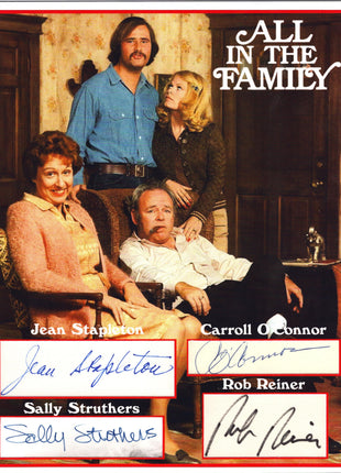 Carroll O'Connor, Sally Struthers, Rob Reiner & Jean Stapleton (All in the Family) multi-signed Jumbo Custom Card