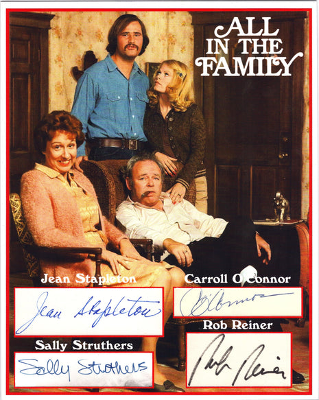 Carroll O'Connor, Sally Struthers, Rob Reiner & Jean Stapleton (All in the Family) multi-signed Jumbo Custom Card