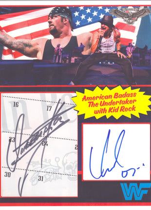 Undertaker & Kid Rock dual signed Jumbo Custom Thick 8x10 Card