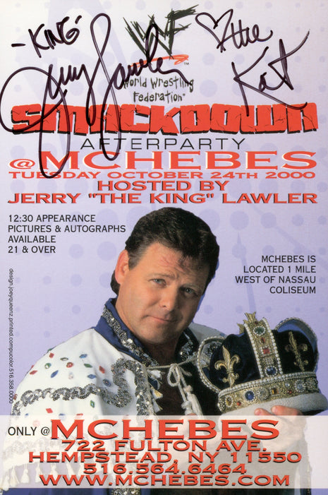 Jerry Lawler & The Kat dual signed 4x6 Photo