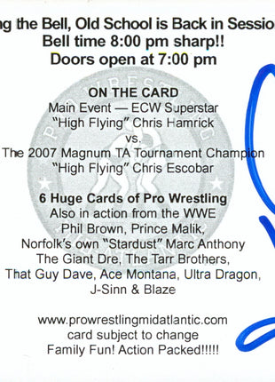Chris Hamrick signed Wrestling Ticket Stub