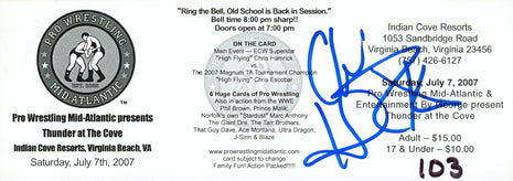 Chris Hamrick signed Wrestling Ticket Stub