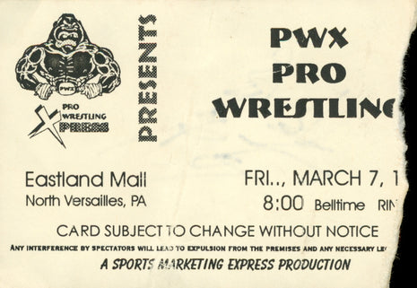 Salvatore Sincere signed Ripped Wrestling Ticket Stub