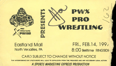 Afa signed Ripped PWX Wrestling Ticket Stub