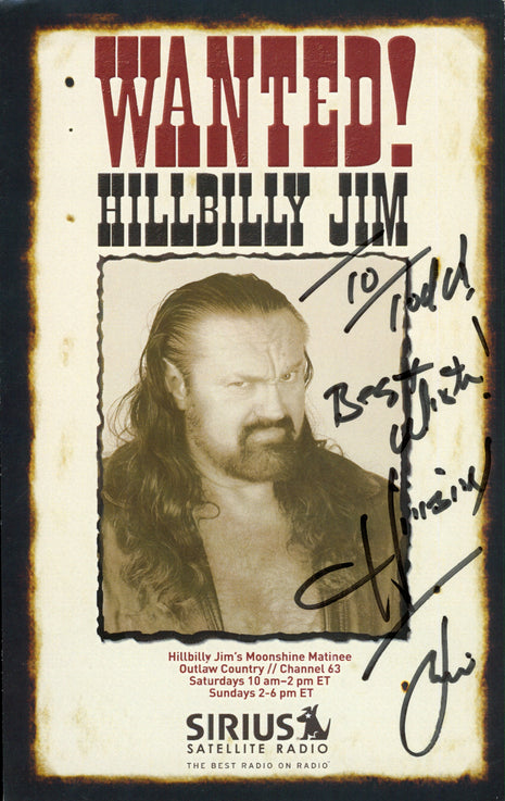 Hillbilly Jim signed 7.5x5 Promotional Card *TO TODD*