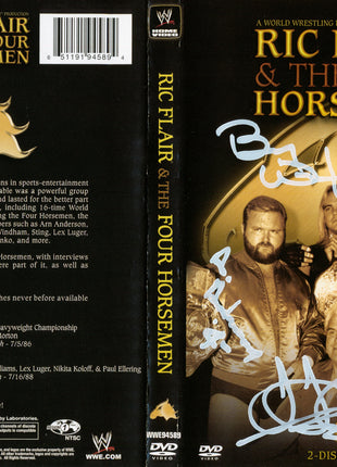 Ric Flair, Barry Windham, Arn Anderson, Tully Blanchard & JJ Dillion multi-signed DVD Cover (No Discs)