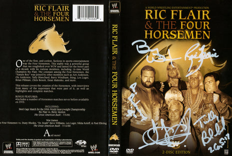 Ric Flair, Barry Windham, Arn Anderson, Tully Blanchard & JJ Dillion multi-signed DVD Cover (No Discs)