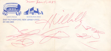 Junkyard Dog, Hillbilly Jim, Tito Santana & Billy Jack Haynes multi-signed Meadowlands Ticket Envelope (w/ JSA)