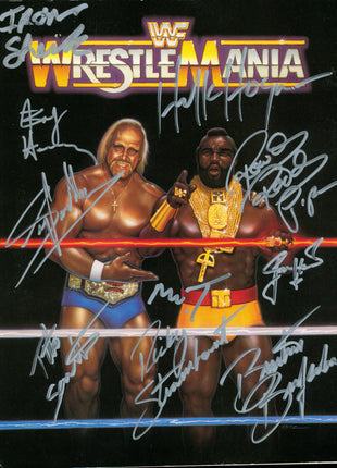 Programa original del evento WWF Wrestlemania 1 con múltiples firmas (¡9 firmas!)
