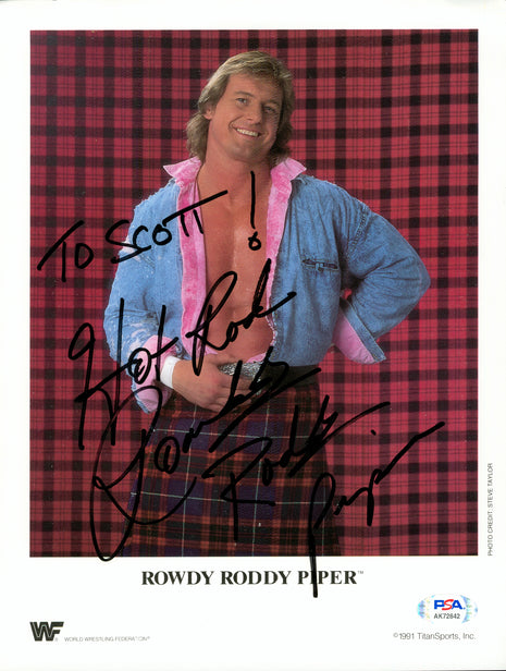 Rowdy Roddy Piper signed 8x10 Photo (w/ PSA)