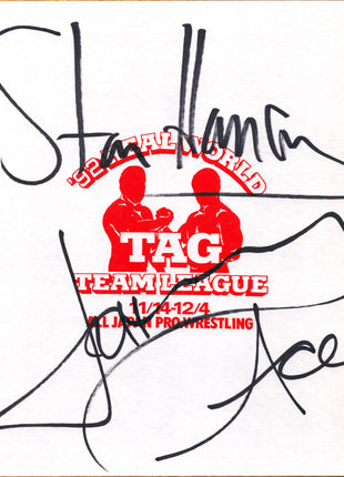 Stan Hansen & Johnny Ace dual signed Japanese Shikishi Board