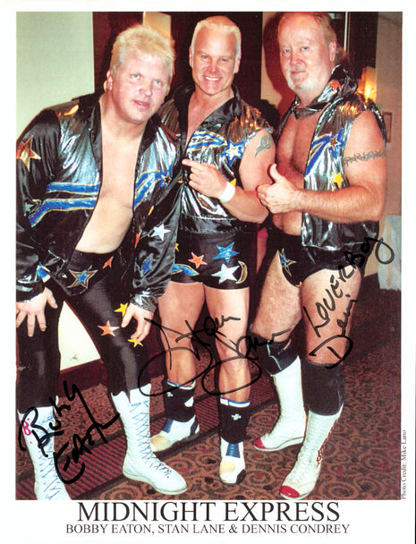 Bobby Eaton, Dennis Condrey & Stan Lane triple signed 8x10 Photo