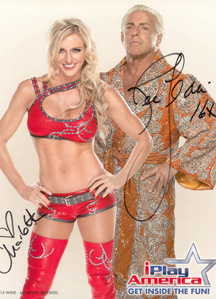 Charlotte & Ric Flair dual signed 8x10 Photo