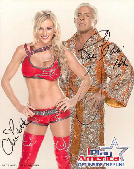 Charlotte & Ric Flair dual signed 8x10 Photo