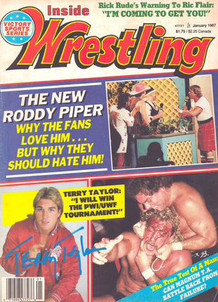 Terry Taylor signed Inside Wrestling Magazine January 1987