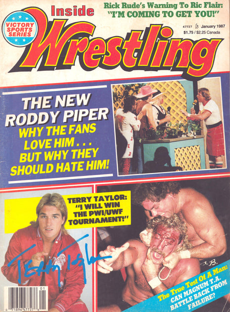 Terry Taylor signed Inside Wrestling Magazine January 1987