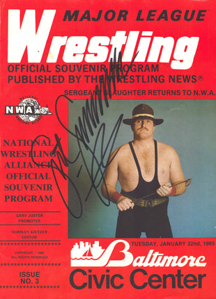 Sgt Slaughter signed Major League Wrestling Program Number 3