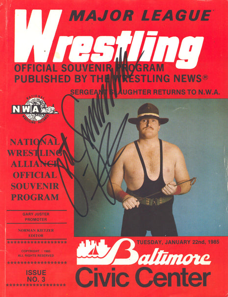 Sgt Slaughter signed Major League Wrestling Program Number 3