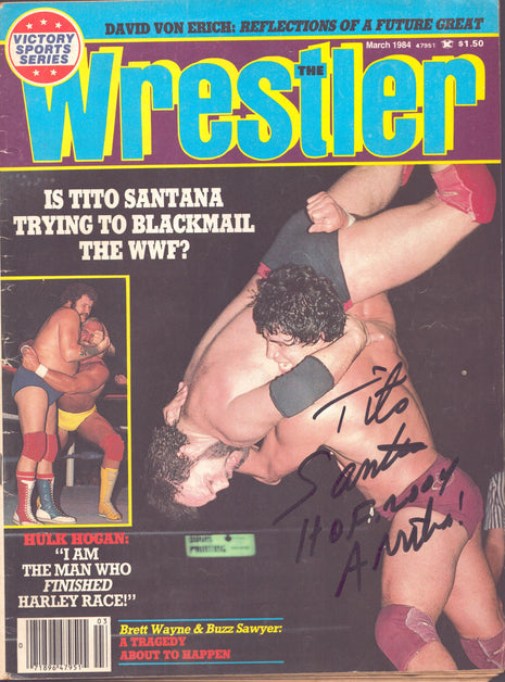 Tito Santana signed The Wrestler Magazine March 1984