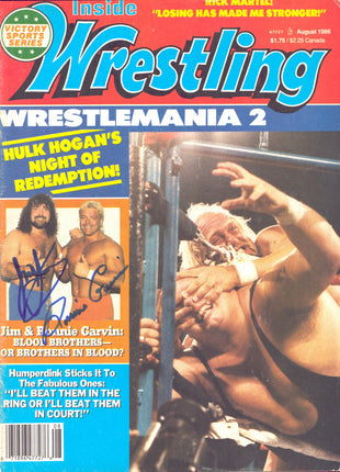 Ronnie Garvin & Jimmy Garvin dual signed Inside Wrestling Magazine August 1986